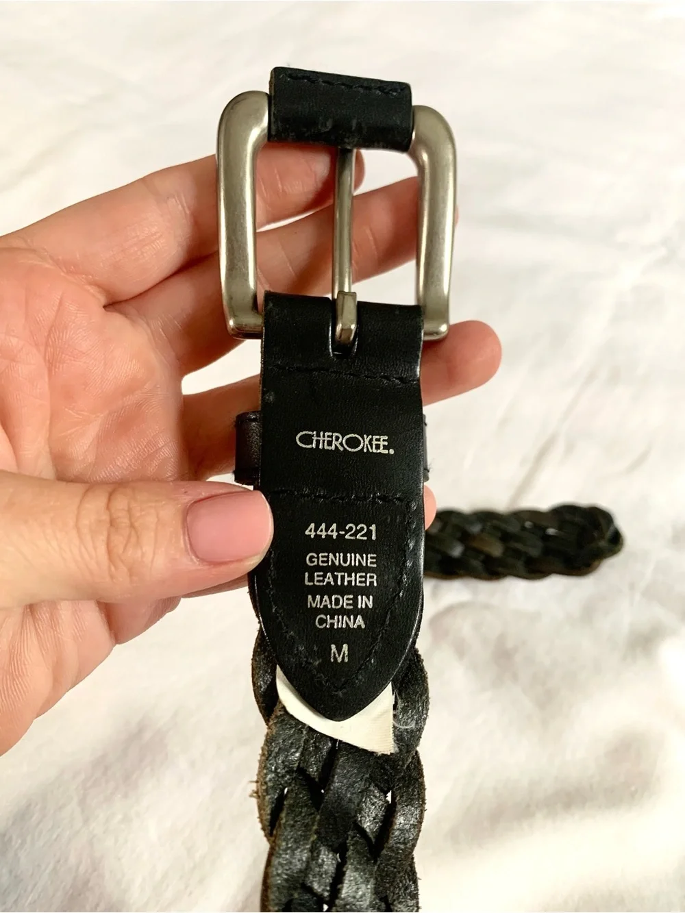 Black Braided Leather Belt -Cherokee. 36 or Medium